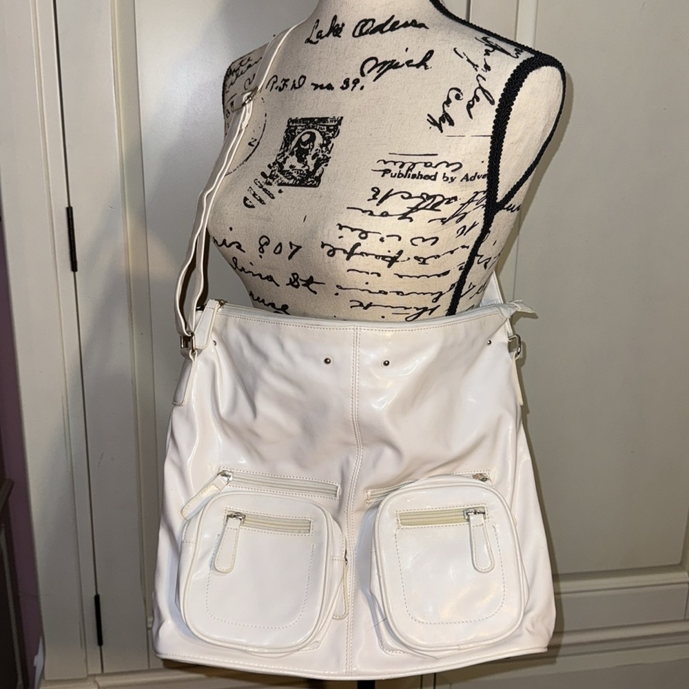 Bershka white skull crossbody bag